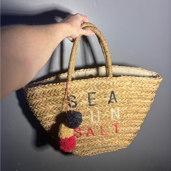Sundry Sea Salt Sun Wicker Tote Bag - Picture 2 of 6